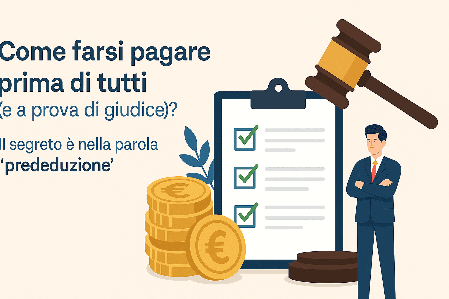 Come farsi pagare prima di tutti (e a prova di giudice)? Il segreto è nella parola prededuzione Come farsi pagare prima di tutti (e a prova di giudice)? Il segreto è nella parola prededuzione