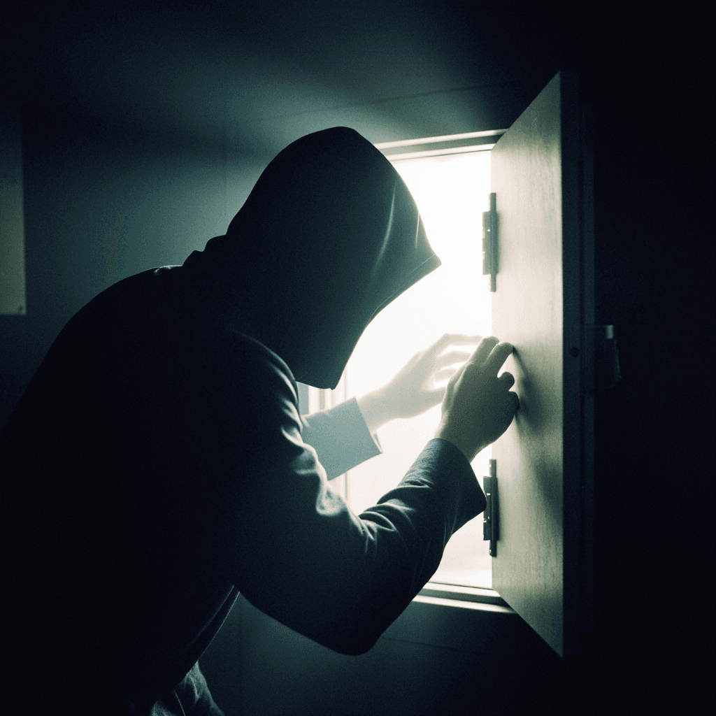 un uomo incappucciato fa accesso alla secret room