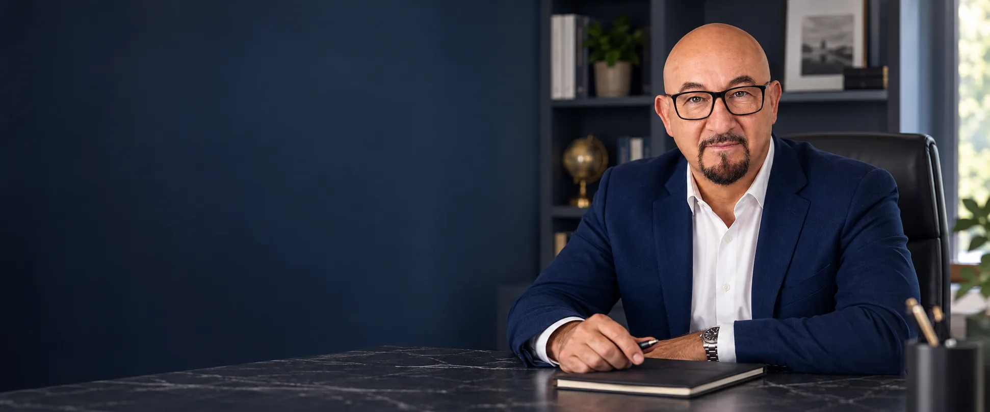 Alessandro Ferrari alla scrivania in uno studio professionale.