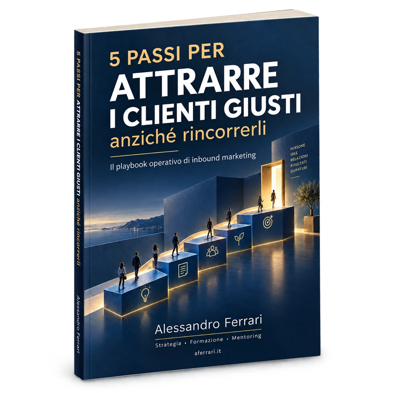 5 passi per attrarre i clienti giusti Mockup 3D del playbook 5 passi per attrarre i clienti giusti