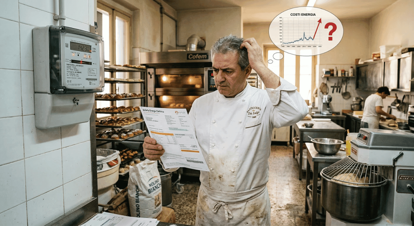 Quanti kW servono in un laboratorio di pasticceria? Guida pratica per calcolare la potenza elettrica di forni, abbattitori e macchinari.