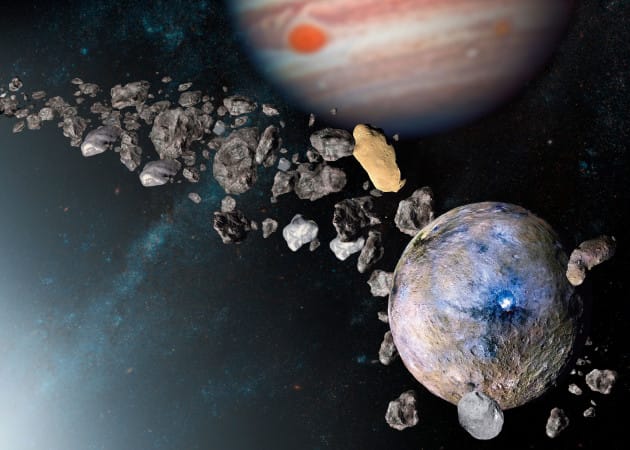 Fascia degli asteroidi In un'illustrazione, la fascia principale degli asteroidi che circonda il Sole fra le orbite di Marte e di Giove, da 228 a 778 milioni di km dal Sole.