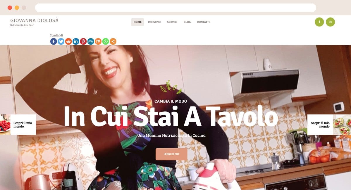 Il sito di una nutrizionista dello sport, dall'archivio