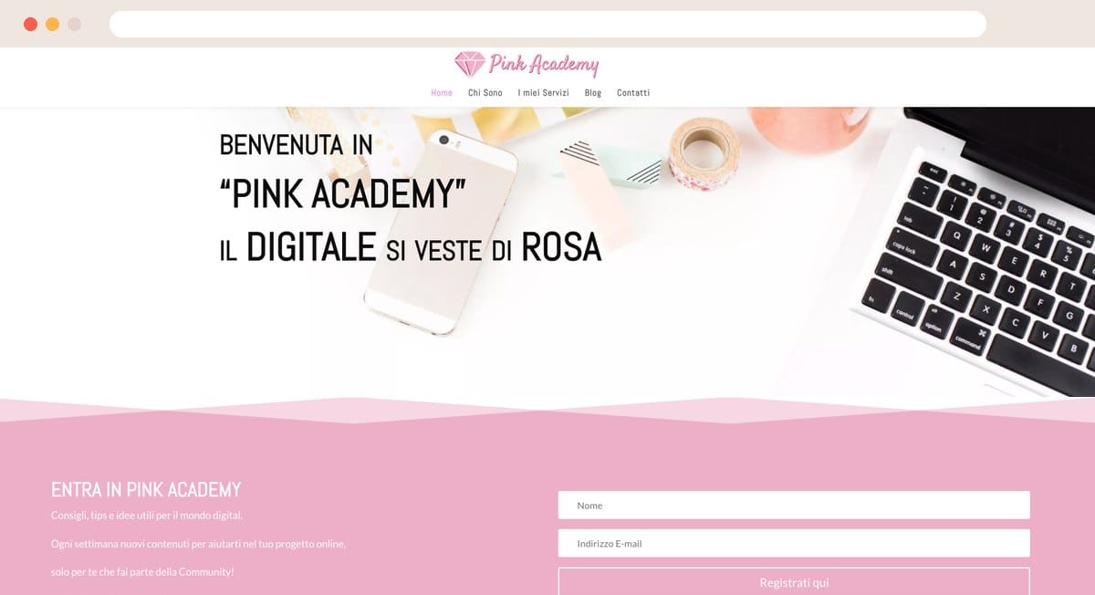 Il sito di un'accademia digitale, dall'archivio