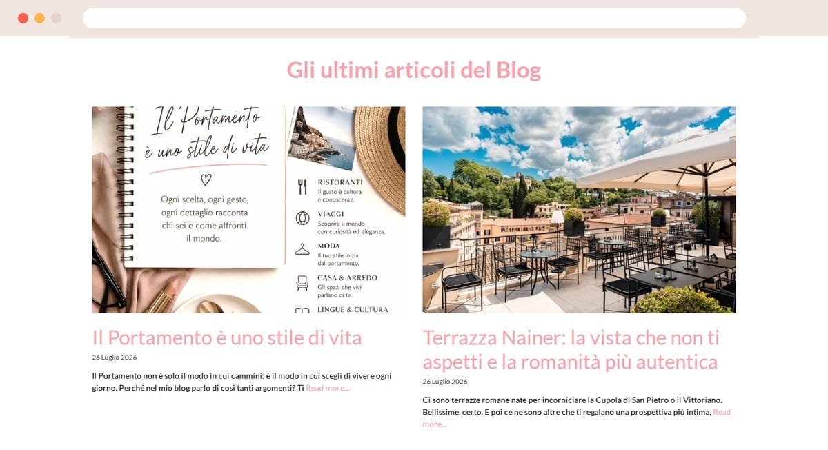 Il blog di stile di una cliente, rifatto da me