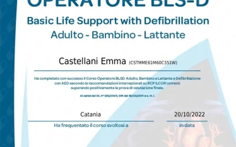 Certificazioni e titoli della Dott.ssa Emma Castellani