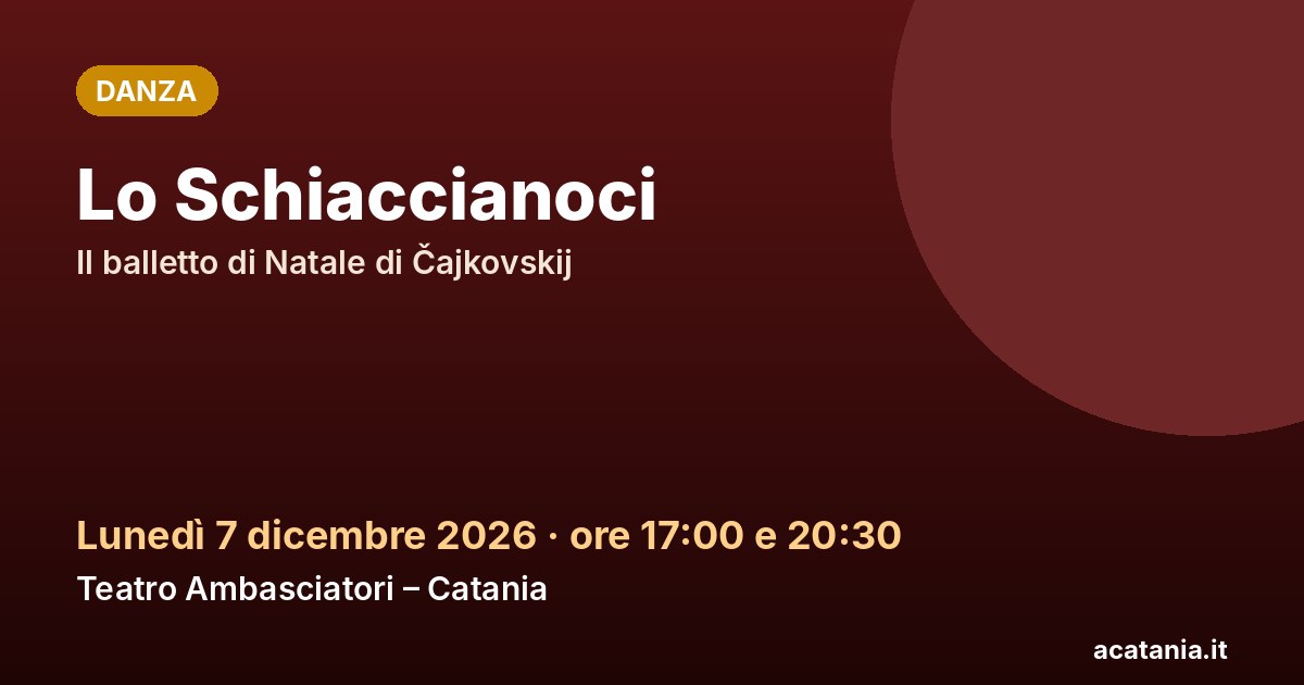 Lo Schiaccianoci al Teatro Ambasciatori di Catania, 7 dicembre 2026