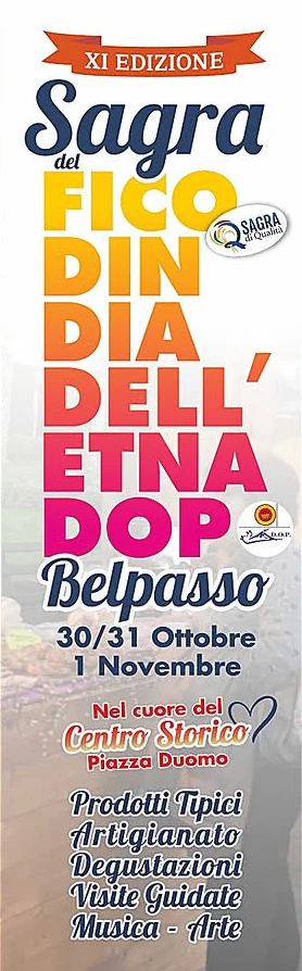 Locandina della XI Sagra del Ficodindia dell'Etna DOP a Belpasso, 30-31 ottobre e 1 novembre 2026 in piazza Duomo