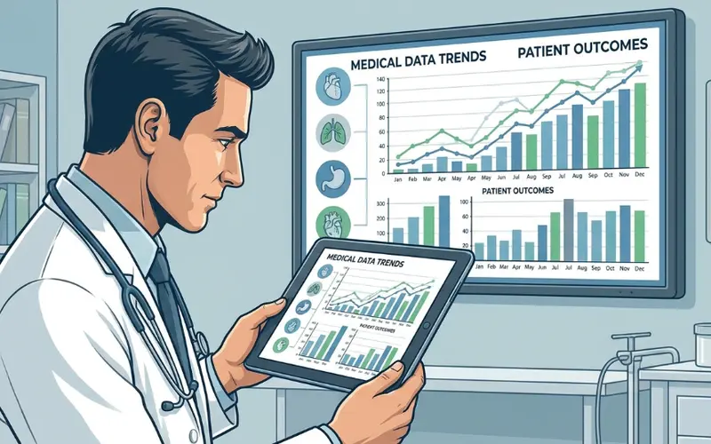 Medico che analizza dati e statistiche territoriali