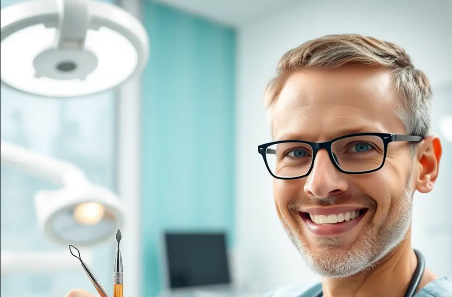 primo piano di un Dentista professionista che sorride  primo piano di un Dentista professionista che sorride