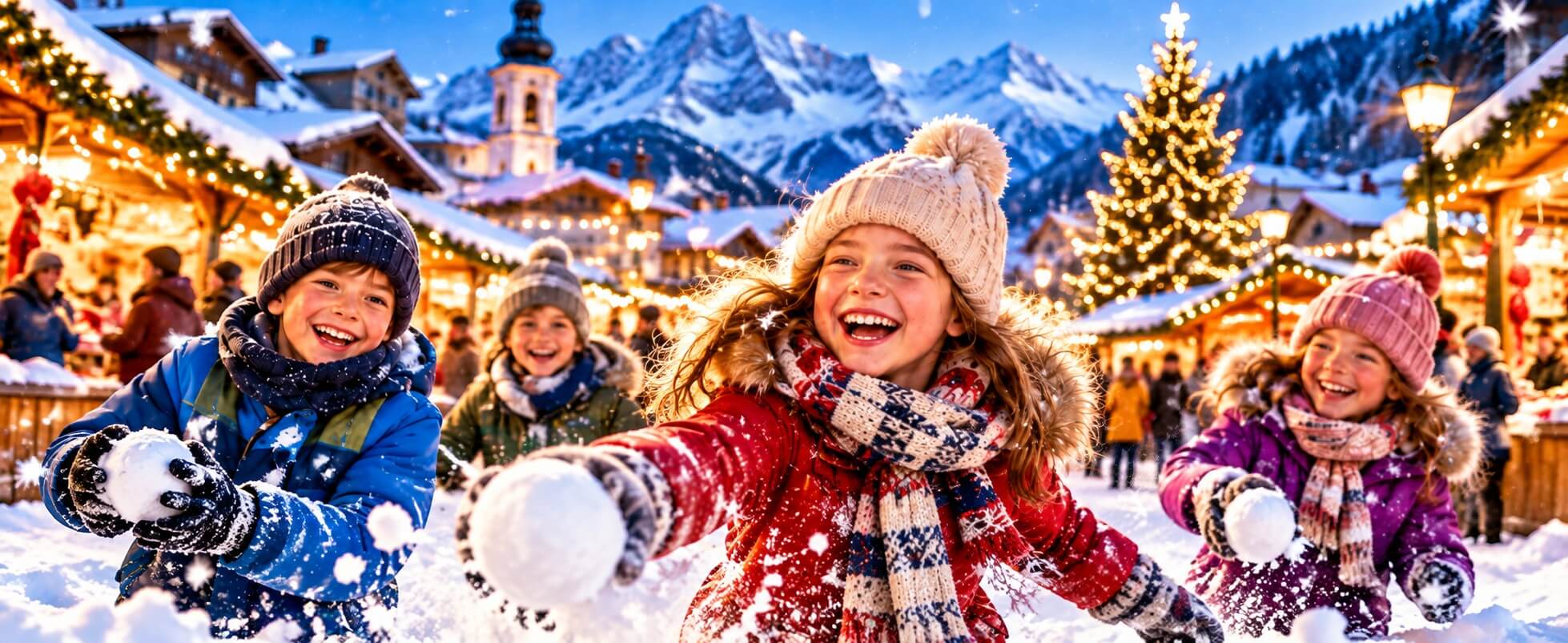 Bambini che giocano nella neve