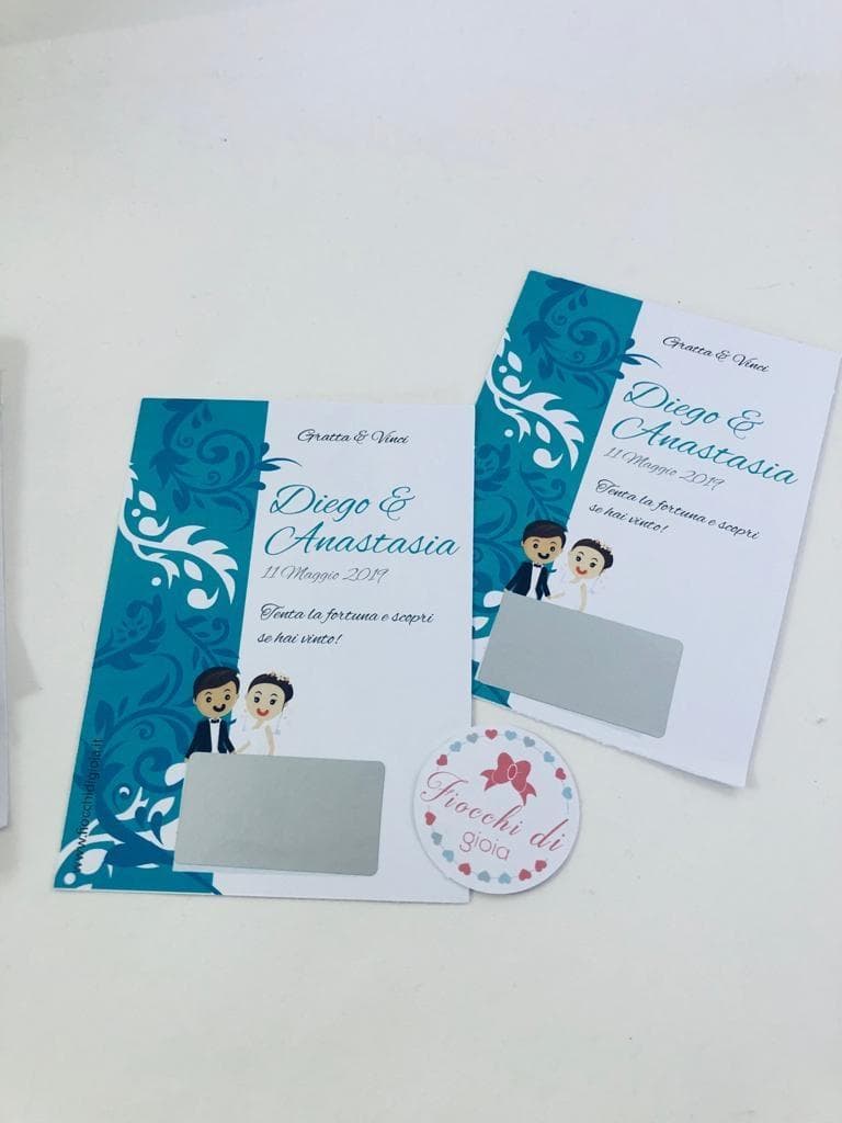Maxi Biglietto Auguri Matrimonio Portasoldi Gratta E Vinci 4 Facciate - Formato 14,8x42 Cm Con Busta XL, Design Pastello