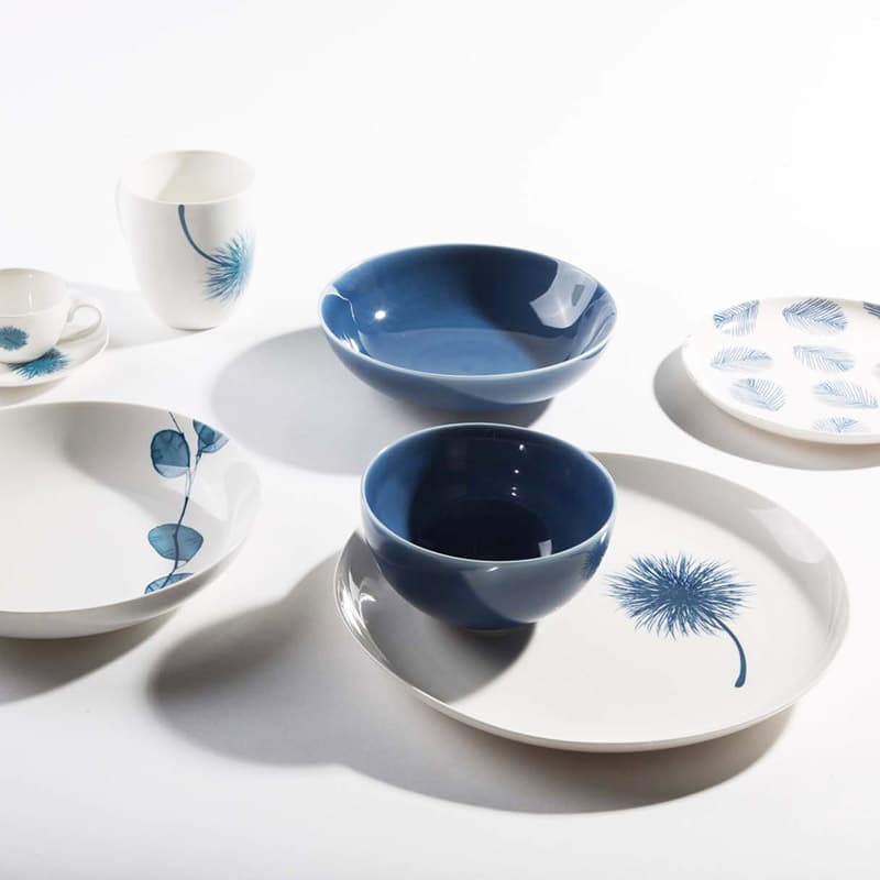 Set 6 Piatti Fondi Bakir, 24 Cm, Blu, In Ceramica Dipinta A Mano, Lavabili In Lavastoviglie E Microonde