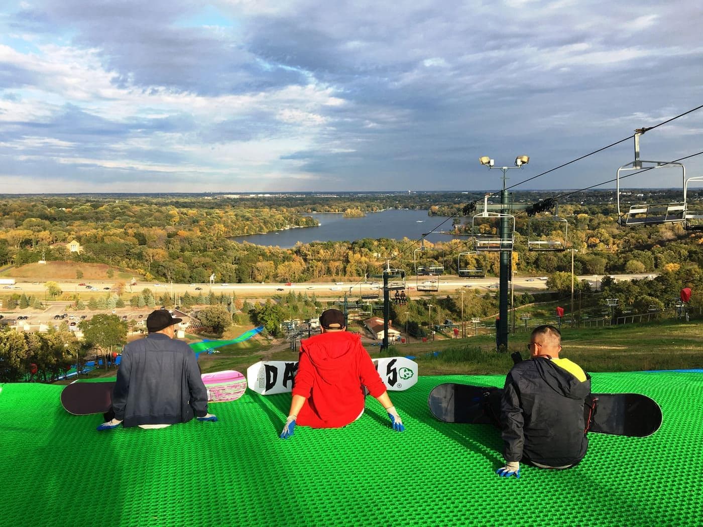 Skiing on the Copenhill rooftop dry slope Skiing on the Copenhill rooftop dry slope