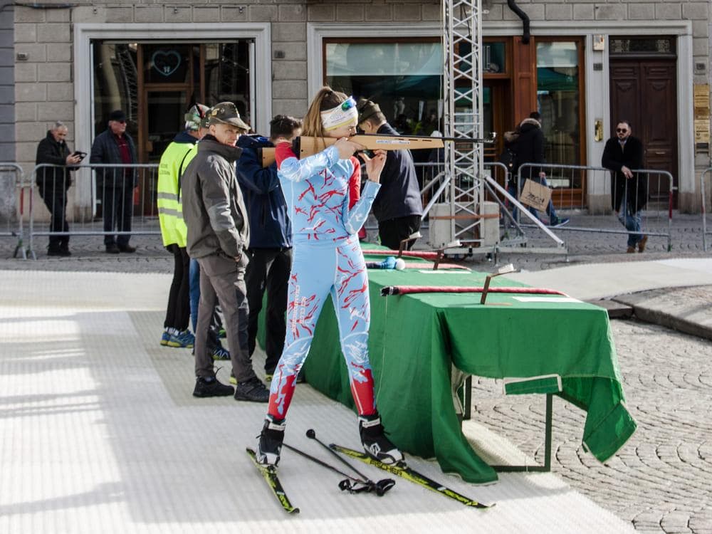 Winter biathlon on an artificial ski slope by Neveplast Winter biathlon on an artificial ski slope by Neveplast
