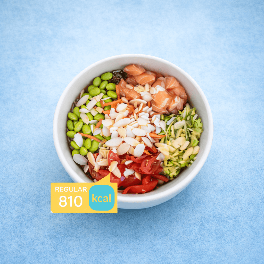 Bowl fit healthy con salmone, verdure e mandorle di Monny Poke a Montichiari