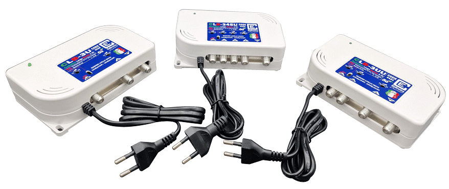 Centralini TV Larga Banda Autoalimentati Serie CLB Set di centralini TV larga banda autoalimentati Elettronica Cusano serie CLB con alimentatore switching integrato per impianti centralizzati