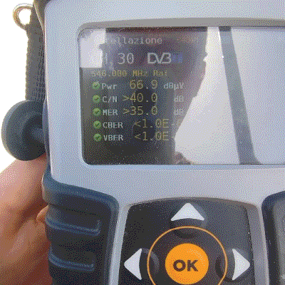 Risultati MER 35dB e C/N 40dB misuratore di campo