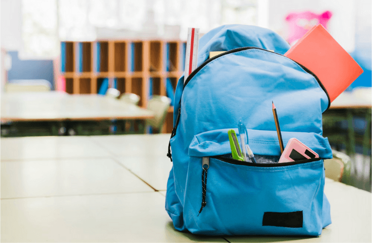 Zaino con oggetti di cancelleria, Nomi degli oggetti per la scuola in inglese