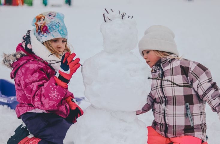 bambini che fanno un pupazzo di neve, come si dice freddo in inglese