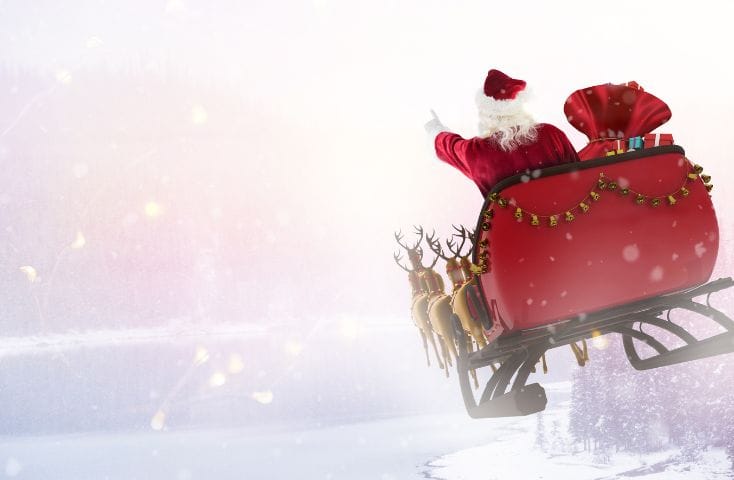 babbo Natale vola via sulla slitta trainata dalle renne, come si chiamano le renne di Babbo Natale