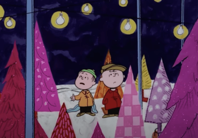 Chrlie Brown sceglie l'albero di Natale con Linus