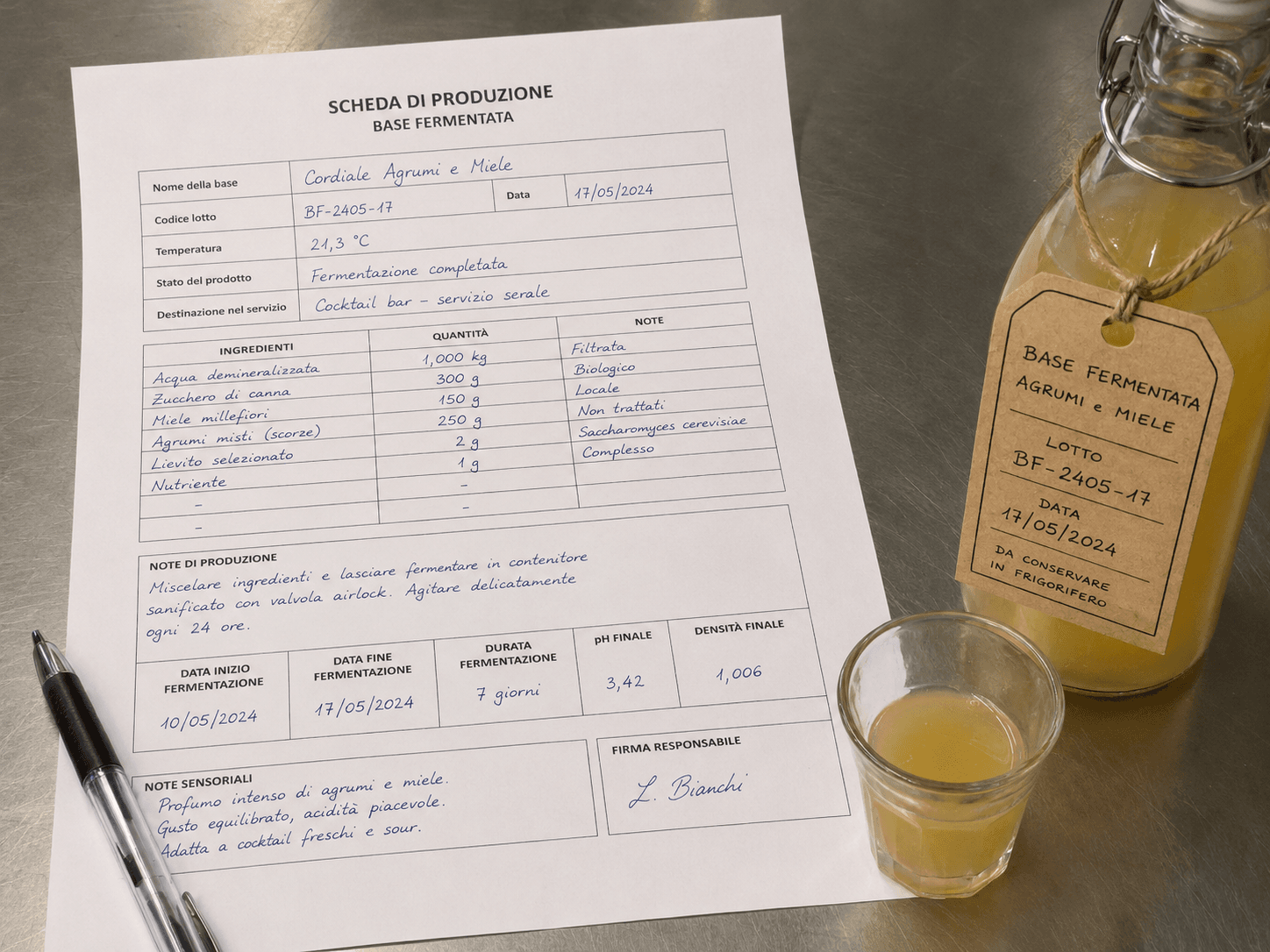 Base fermentata identificata per l'impiego in un cocktail