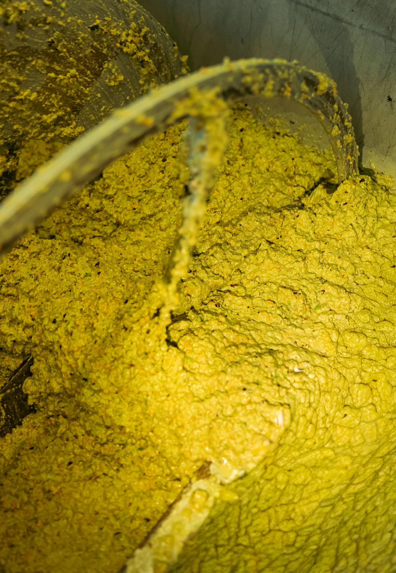 GRamulatore con due ventole circolare che girano rimescolando la polpa GRamulatore con due ventole circolare che girano rimescolando la polpa