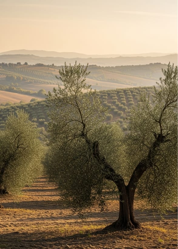 Immagine che rappresenta un campo di Olivi nei Colli Martani Immagine che rappresenta un campo di Olivi nei Colli Martani