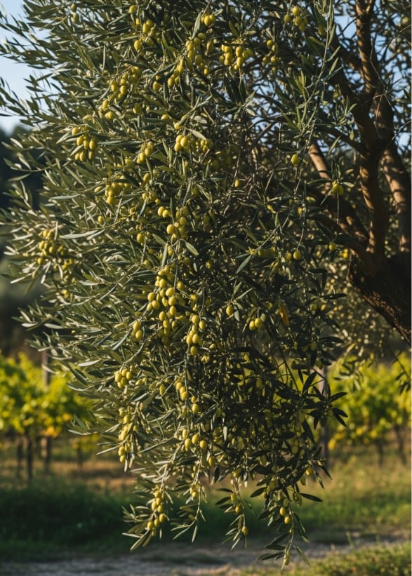 Foto che rappresenta una pianta di Olivo della cultivar Frantoio. Foto che rappresenta una pianta di Olivo della cultivar Frantoio.