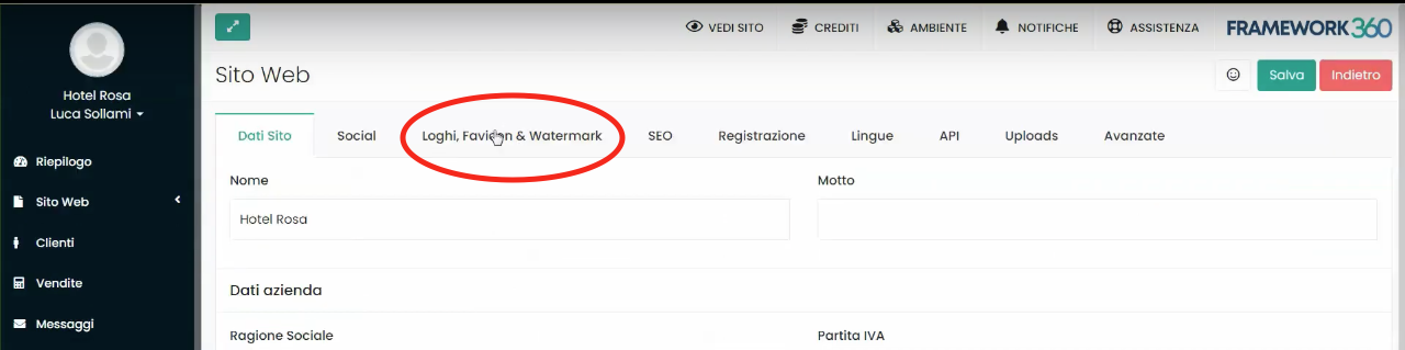 Schermata Framework360 - Cambiare lo sfondo del login al backoffice