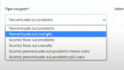 Schermata Framework360 - Creare coupon di sconto
