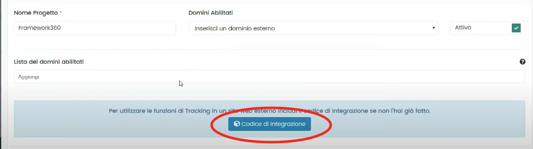 Schermata Framework360 - Web Tracking