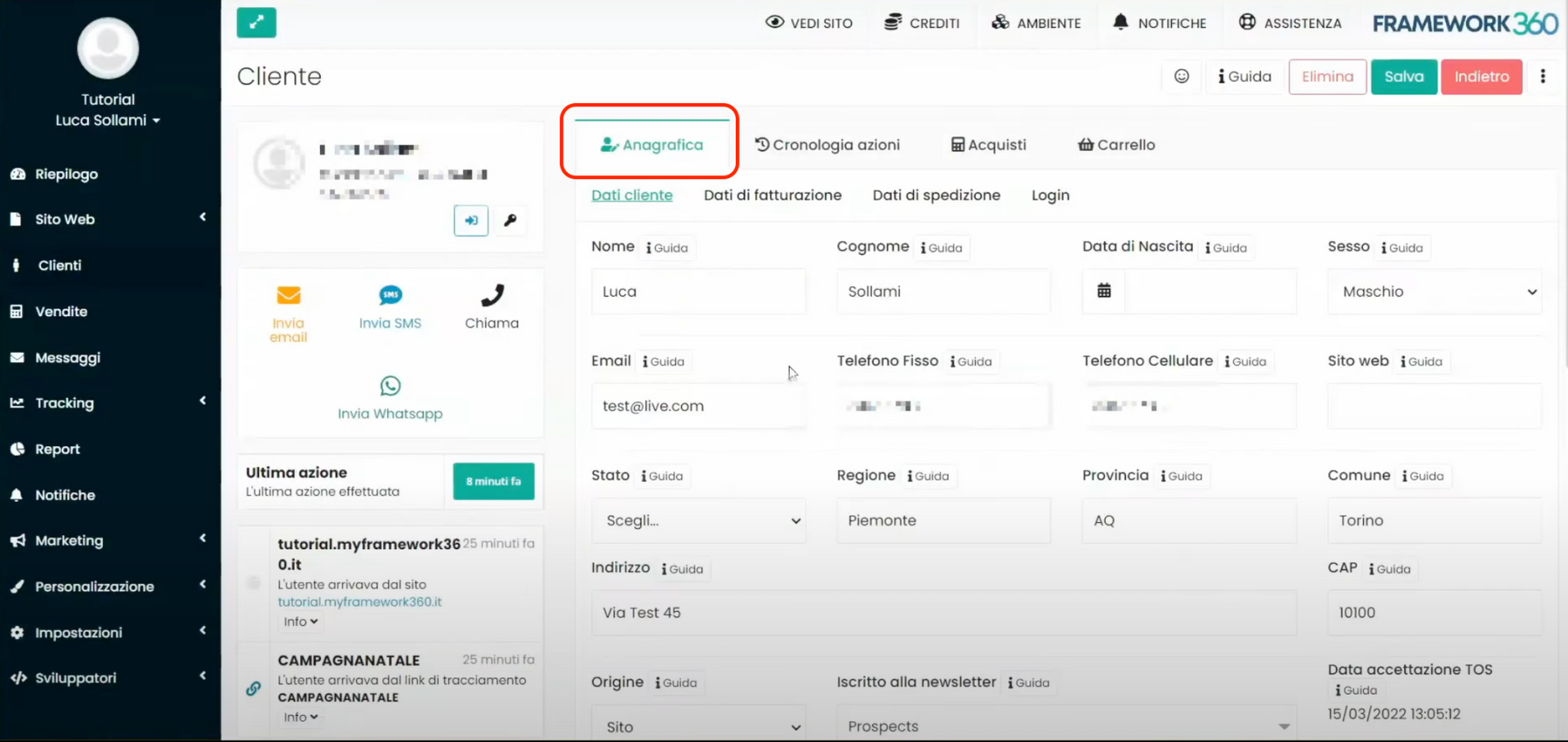 Framework360 Screenshot - Add customer personal details