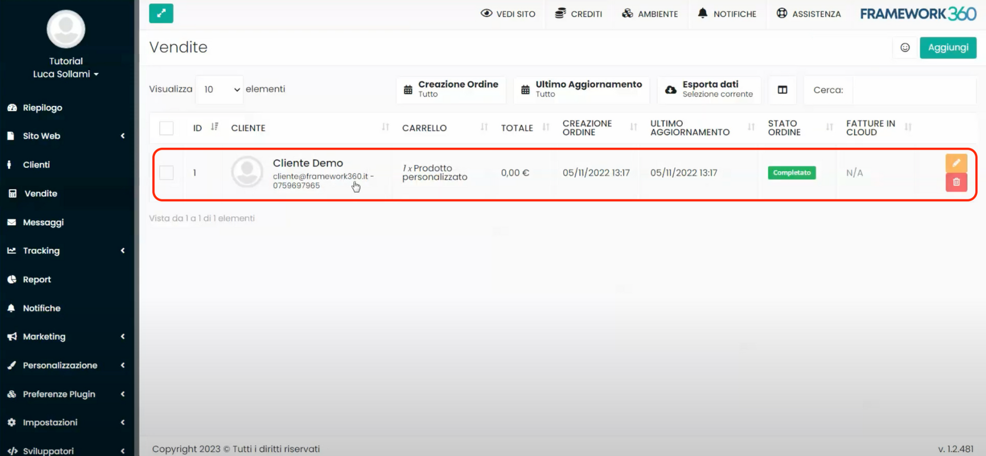 Pantalla Framework360 - Integración de Facturas en la Nube