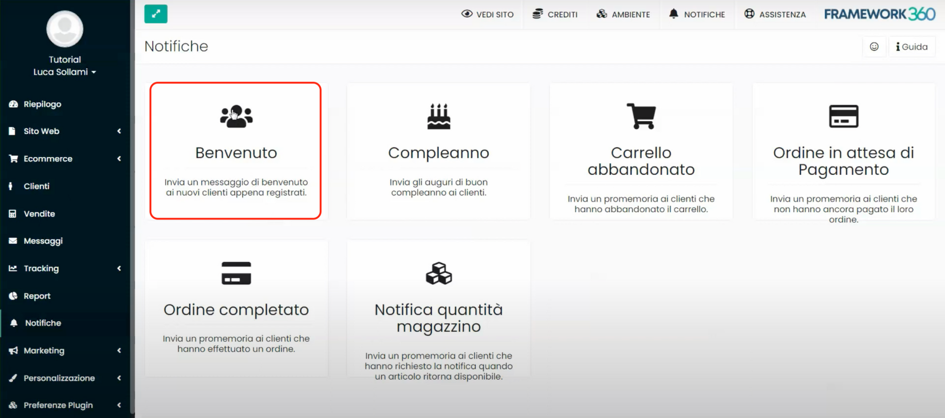 Schermata Framework360 - Come inviare email di test