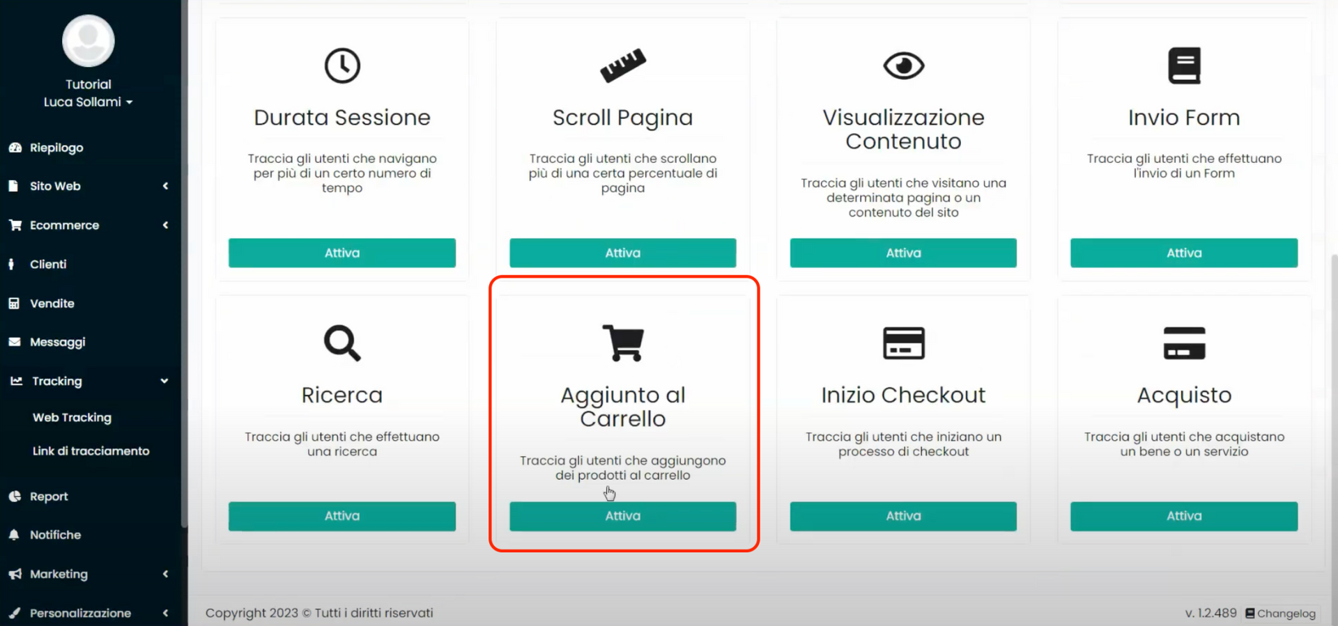 Schermata Framework360 - Das Hinzufügen zum Warenkorb auf der E-Commerce-Website verfolgen