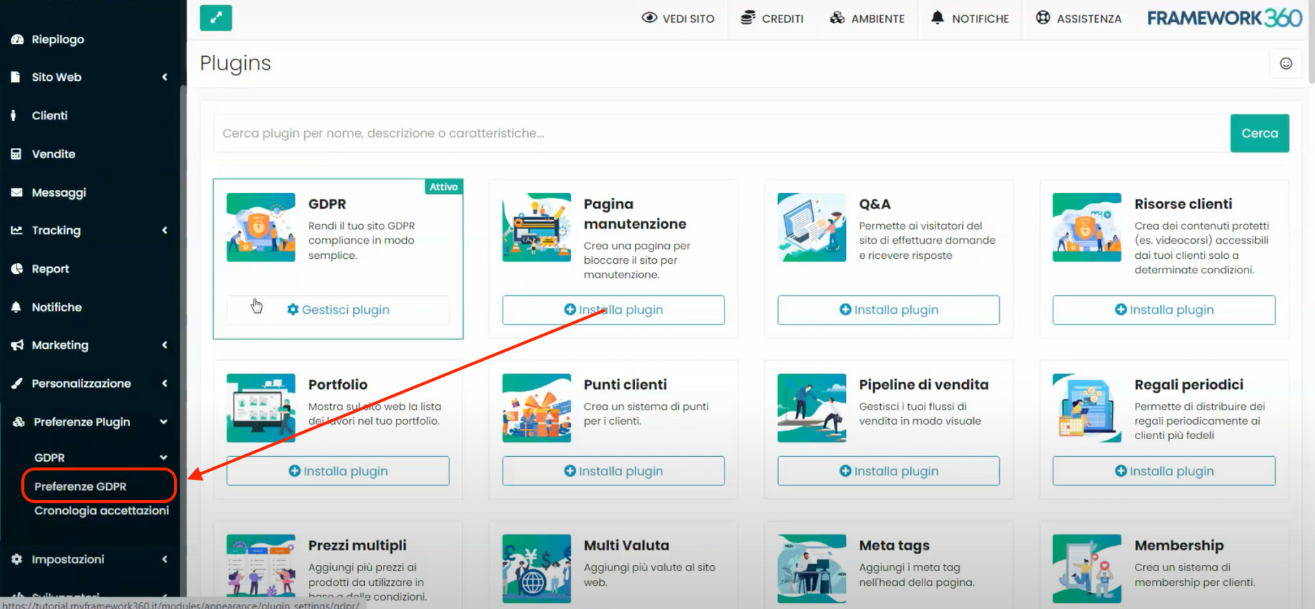 Schermata Framework360 - Plugin GDPR