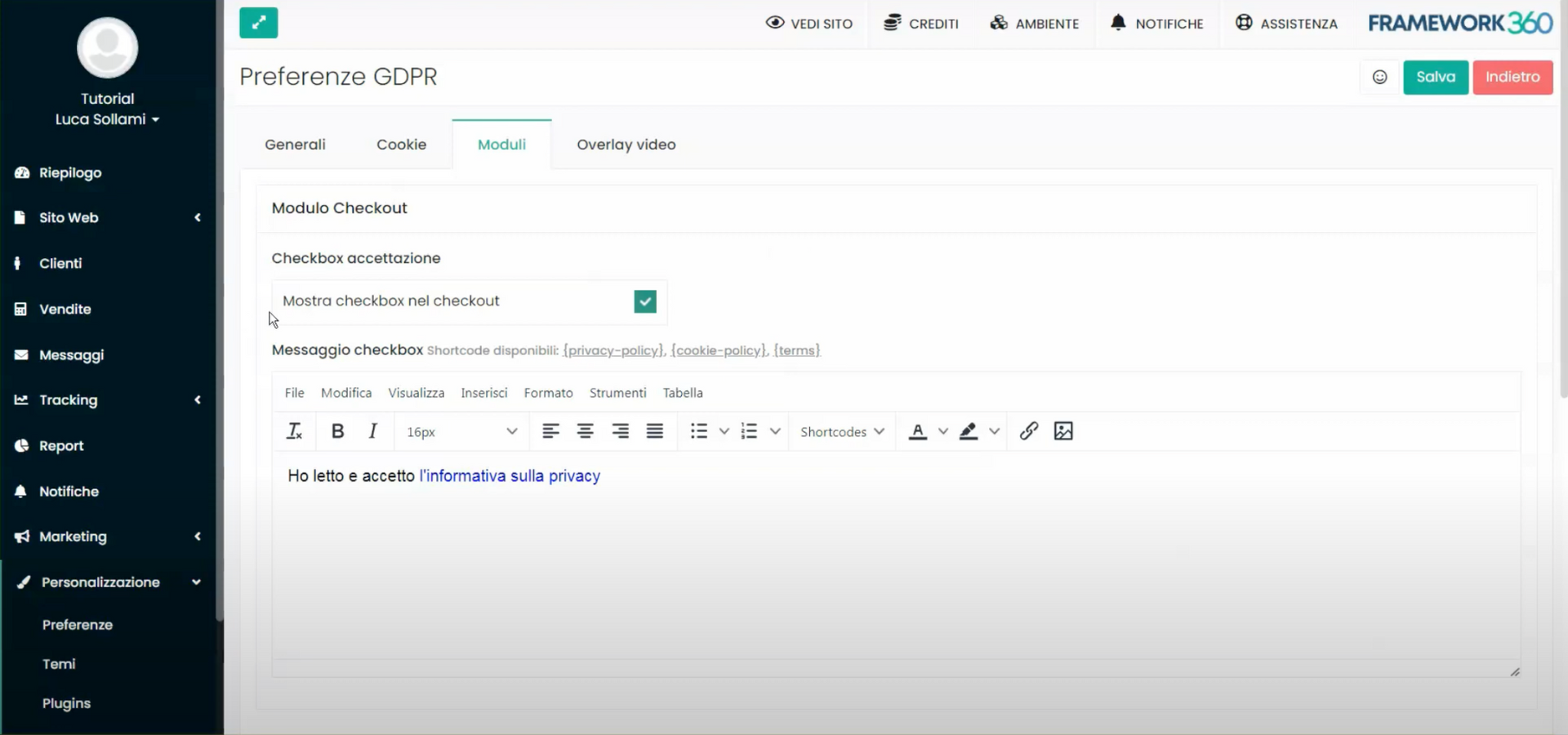 Framework360 Screenshot - GDPR Plugin