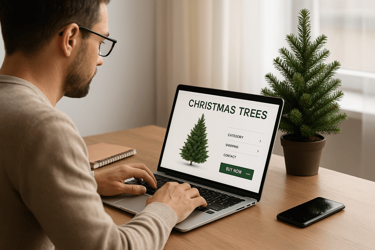 Création d'un site web pour la vente en ligne d'arbres de Noël Création d'un site web pour la vente en ligne d'arbres de Noël