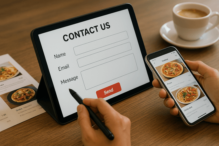 Ajoutez une section "Contacts" pour les clients qui souhaitent réserver ou commander en ligne Ajoutez une section "Contacts" pour les clients qui souhaitent réserver ou commander en ligne