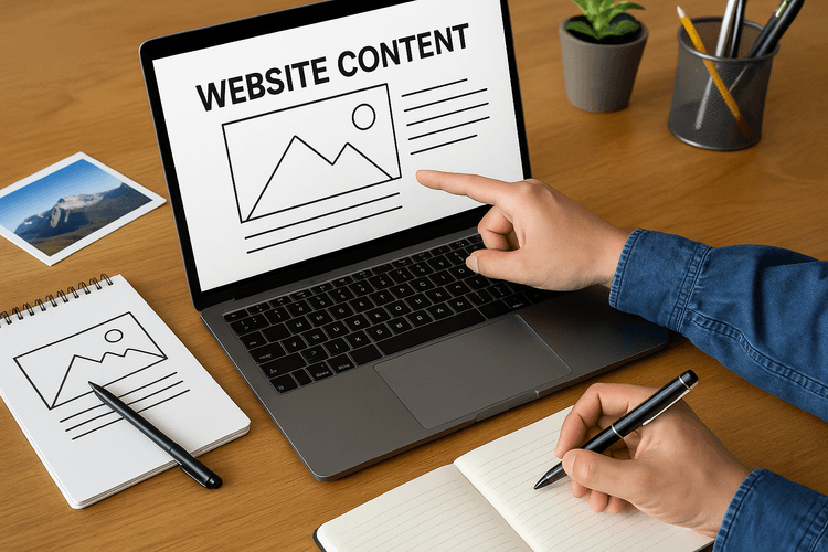 Creation of website content, including images and text Creation of website content, including images and text
