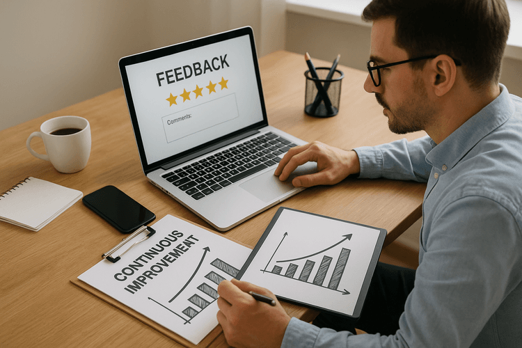 Recevoir des retours de vos clients et améliorer continuellement. Recevoir des retours de vos clients et améliorer continuellement.