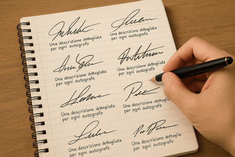 Créez une description détaillée pour chaque autographe Créez une description détaillée pour chaque autographe