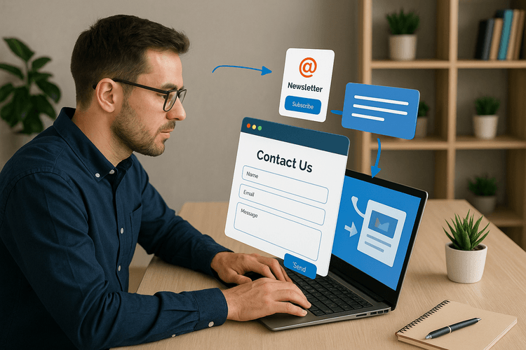 Añadir funcionalidades importantes como formulario de contacto, boletín informativo, etc. Añadir funcionalidades importantes como formulario de contacto, boletín informativo, etc.