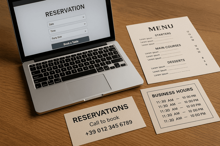 Inclure des informations importantes telles que les menus, les horaires et les réservations Inclure des informations importantes telles que les menus, les horaires et les réservations
