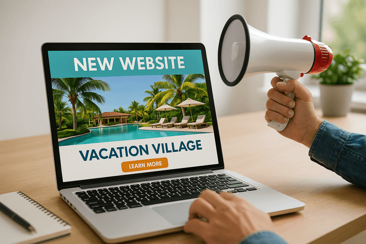Lancer et promouvoir votre nouveau site web pour le village de vacances. Lancer et promouvoir votre nouveau site web pour le village de vacances.