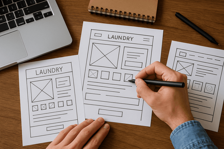 Creating wireframes for the laundry website Creating wireframes for the laundry website