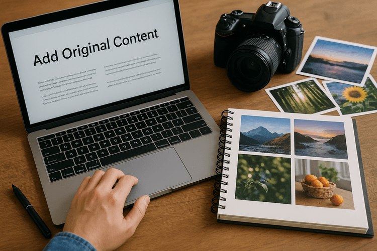 Invoegen van originele inhoud, afbeeldingen en fotografisch portfolio Invoegen van originele inhoud, afbeeldingen en fotografisch portfolio