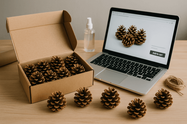 Préparer les pommes de pin pour la vente en ligne Préparer les pommes de pin pour la vente en ligne